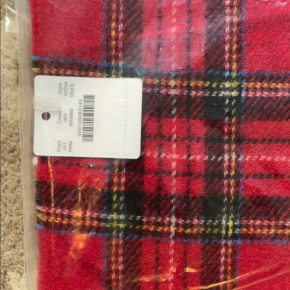 J.Crew Tartan Plaid Scarf Red Multi H3794 - Picture 2 of 5